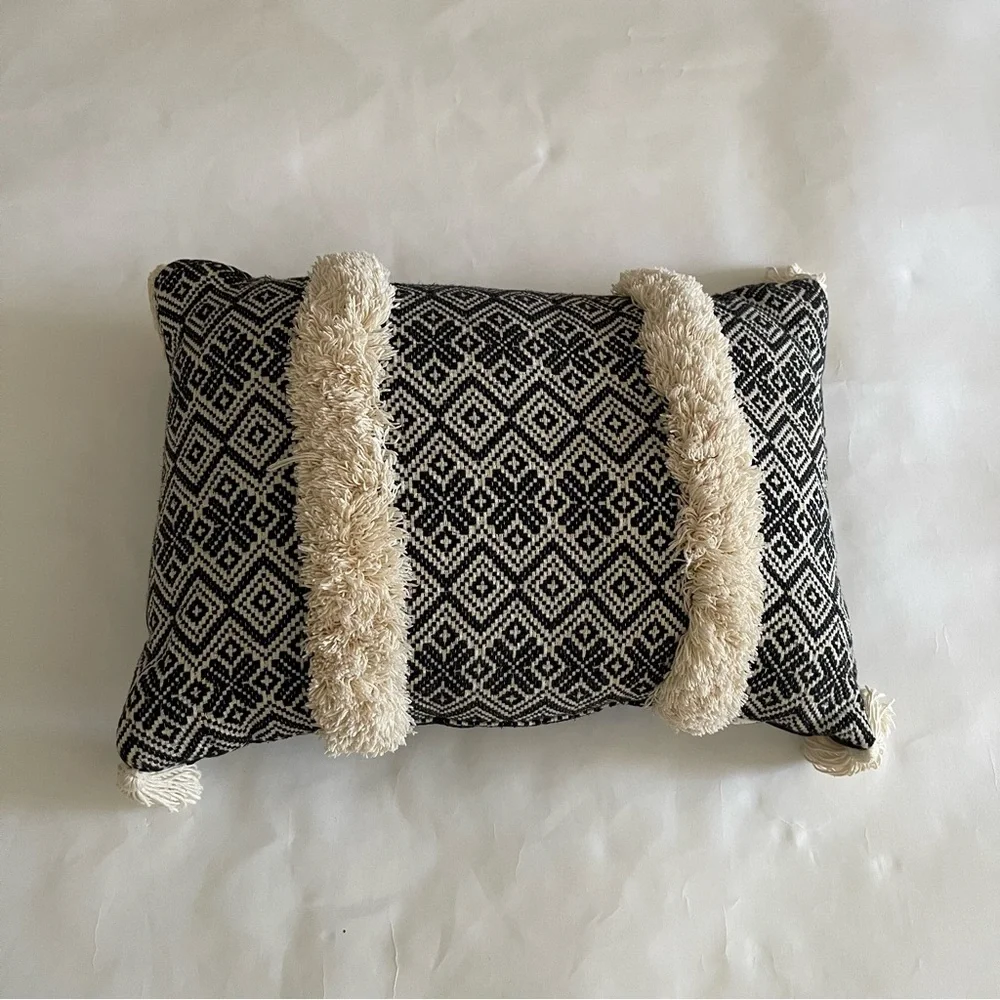 Stylish Black and Cream Geometric Pillow